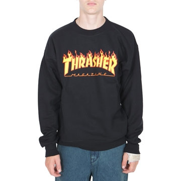 Thrasher Sweatshirt Crewneck Flame Logo Black